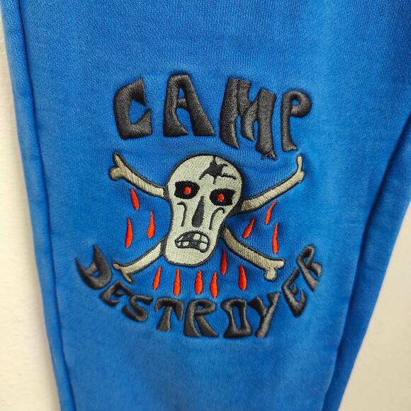 Cheatin Snakes Sweatpants Mens XS Blue Camp Destroyer Skater Joggers Lounge - Picture 3 of 8